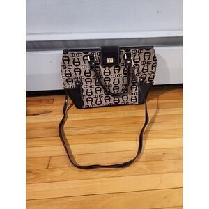 Vintage Etienne Aigner Shoulder Bag Purse Signature Logo Leather Trim Crossbody